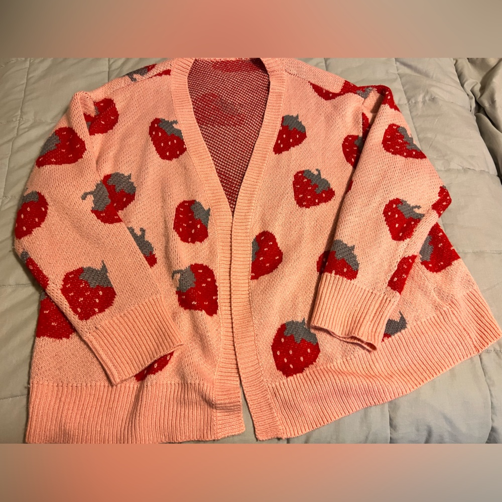 Boutique Strawberry Cardigan Sweater - Xl/XXL